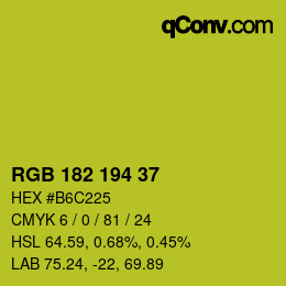 Color code: RGB 182 194 37 | qconv.com