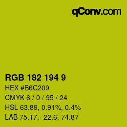 カラーコード: RGB 182 194 9 | qconv.com