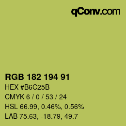 Color code: RGB 182 194 91 | qconv.com
