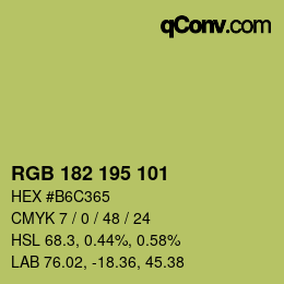 Código de color: RGB 182 195 101 | qconv.com