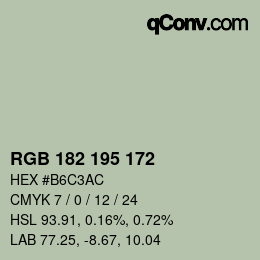 Código de color: RGB 182 195 172 | qconv.com
