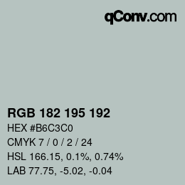 Código de color: RGB 182 195 192 | qconv.com