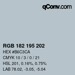 カラーコード: RGB 182 195 202 | qconv.com