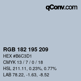 Color code: RGB 182 195 209 | qconv.com