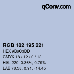 カラーコード: RGB 182 195 221 | qconv.com