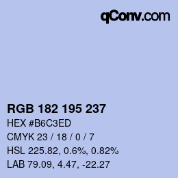 Color code: RGB 182 195 237 | qconv.com