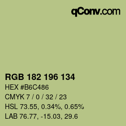 Color code: RGB 182 196 134 | qconv.com