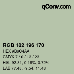 颜色代码: RGB 182 196 170 | qconv.com