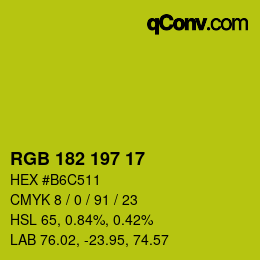 Color code: RGB 182 197 17 | qconv.com