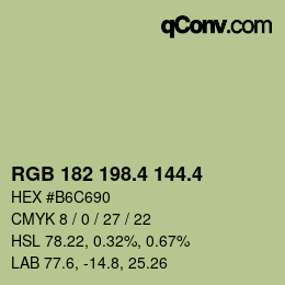 カラーコード: RGB 182 198.4 144.4 | qconv.com