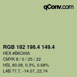 カラーコード: RGB 182 198.4 149.4 | qconv.com