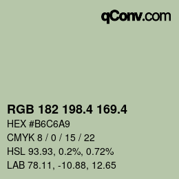 カラーコード: RGB 182 198.4 169.4 | qconv.com