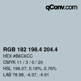 カラーコード: RGB 182 198.4 204.4 | qconv.com