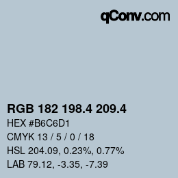 カラーコード: RGB 182 198.4 209.4 | qconv.com