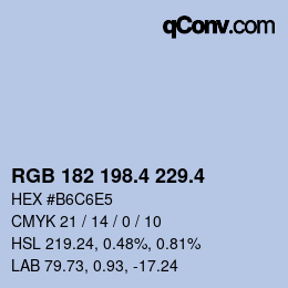 カラーコード: RGB 182 198.4 229.4 | qconv.com