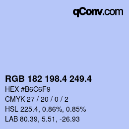 カラーコード: RGB 182 198.4 249.4 | qconv.com