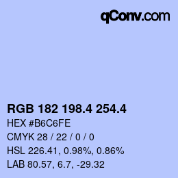 カラーコード: RGB 182 198.4 254.4 | qconv.com