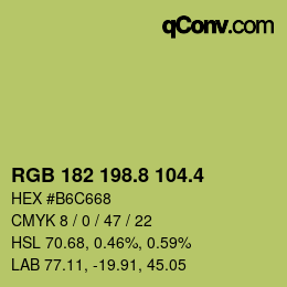 カラーコード: RGB 182 198.8 104.4 | qconv.com