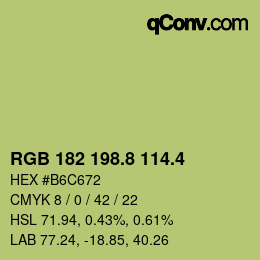 カラーコード: RGB 182 198.8 114.4 | qconv.com