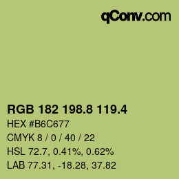 カラーコード: RGB 182 198.8 119.4 | qconv.com