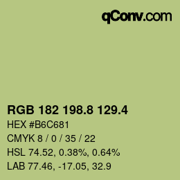 カラーコード: RGB 182 198.8 129.4 | qconv.com