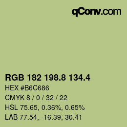 カラーコード: RGB 182 198.8 134.4 | qconv.com