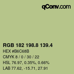 カラーコード: RGB 182 198.8 139.4 | qconv.com