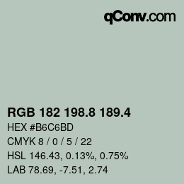 カラーコード: RGB 182 198.8 189.4 | qconv.com