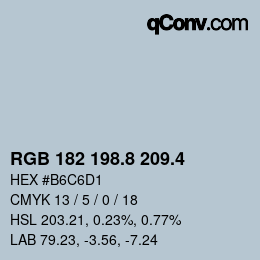 カラーコード: RGB 182 198.8 209.4 | qconv.com