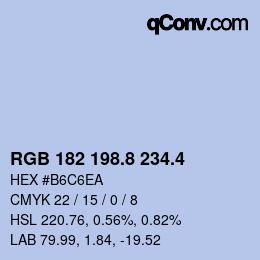 カラーコード: RGB 182 198.8 234.4 | qconv.com