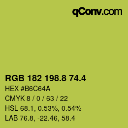 カラーコード: RGB 182 198.8 74.4 | qconv.com