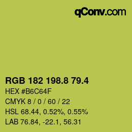 カラーコード: RGB 182 198.8 79.4 | qconv.com