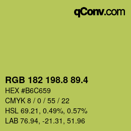 カラーコード: RGB 182 198.8 89.4 | qconv.com