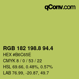 カラーコード: RGB 182 198.8 94.4 | qconv.com