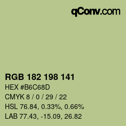 カラーコード: RGB 182 198 141 | qconv.com