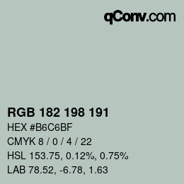 Color code: RGB 182 198 191 | qconv.com