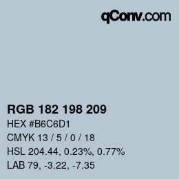 Color code: RGB 182 198 209 | qconv.com