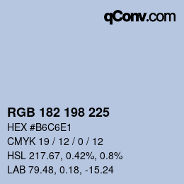 Color code: RGB 182 198 225 | qconv.com
