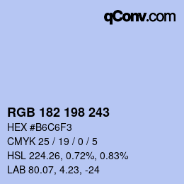 Color code: RGB 182 198 243 | qconv.com