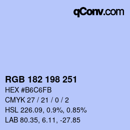 Color code: RGB 182 198 251 | qconv.com
