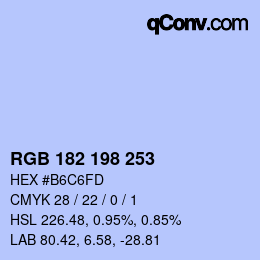 カラーコード: RGB 182 198 253 | qconv.com