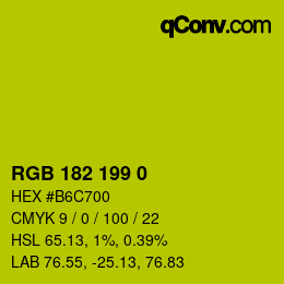 颜色代码: RGB 182 199 0 | qconv.com