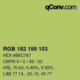 カラーコード: RGB 182 199 103 | qconv.com