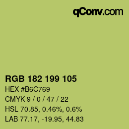 カラーコード: RGB 182 199 105 | qconv.com