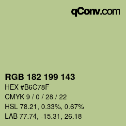 カラーコード: RGB 182 199 143 | qconv.com