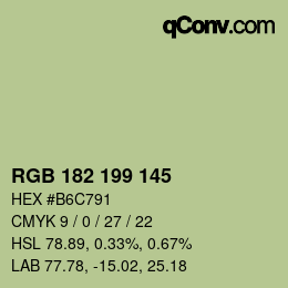 カラーコード: RGB 182 199 145 | qconv.com