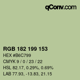 Color code: RGB 182 199 153 | qconv.com