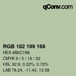 颜色代码: RGB 182 199 168 | qconv.com