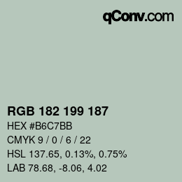 Color code: RGB 182 199 187 | qconv.com