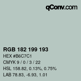 Color code: RGB 182 199 193 | qconv.com